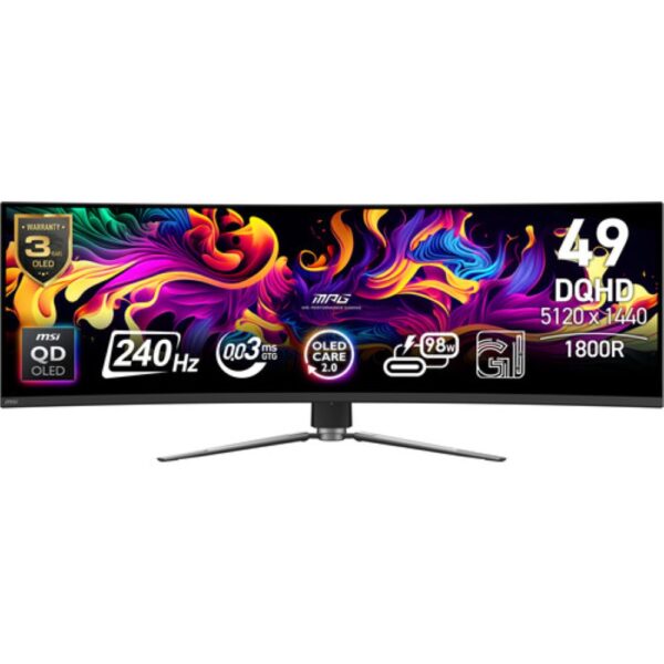 MSI MPG 491CQPX QD OLED 49 1440p HDR 240 Hz Curved Ultrawide Gaming Monitor Price in Pakistan 01